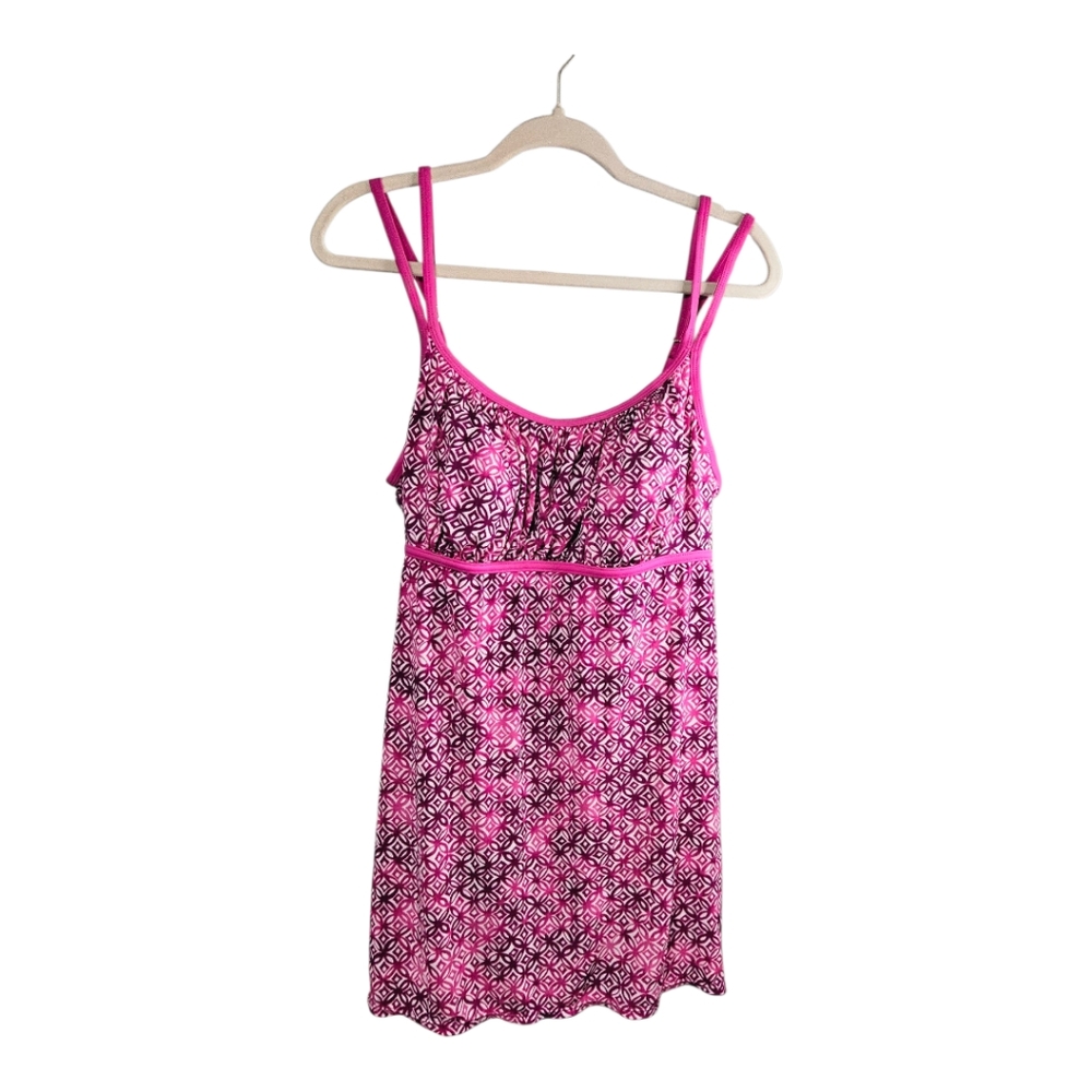 Catalina Pink and Black Swim Dress with Geometric Pattern